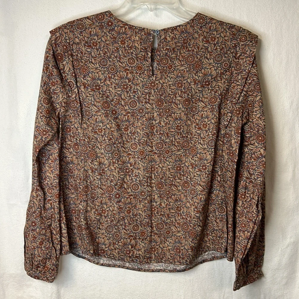 a.n.a. Women’s NWT Tunic Top Size M Brown Gray Floral Gathered Front Boho